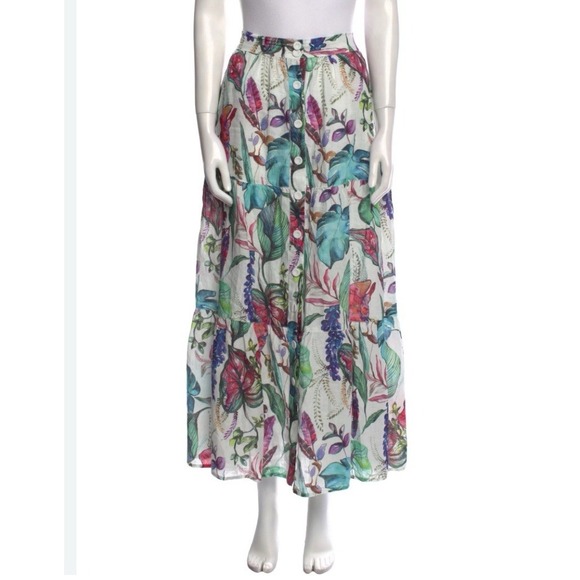 120% Lino Women's 100% Linen Botanical Floral Print Skirt Size 38‎ Euro - Picture 1 of 6